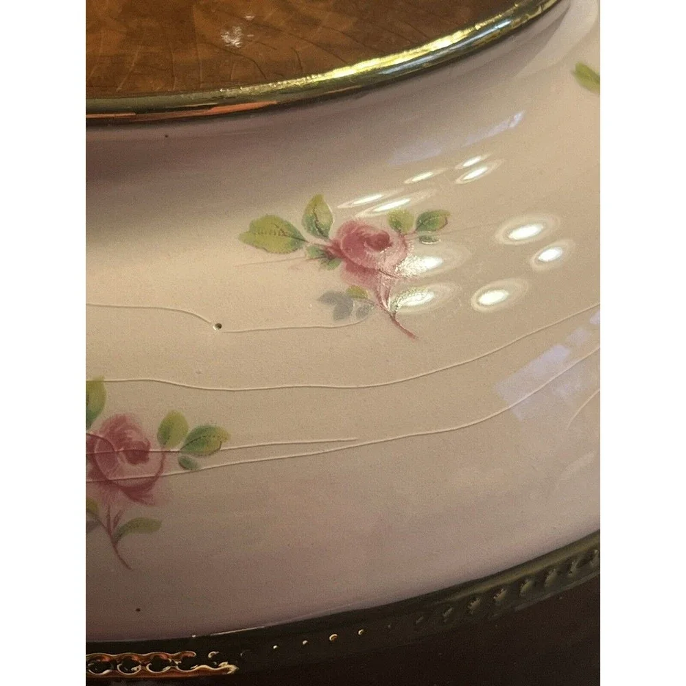Vtg Sadler Teapot Roses Brown Pink & Gold Staffordshire England